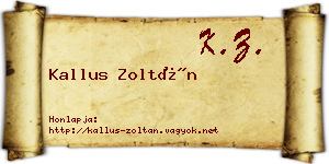 Kallus Zoltán névjegykártya