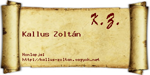 Kallus Zoltán névjegykártya